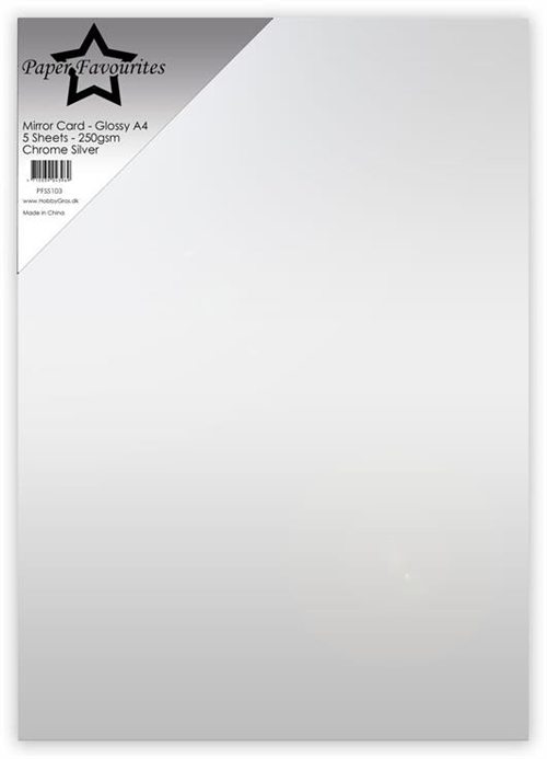 Paper Favourites mirror card glossy chrome silver A4 250g